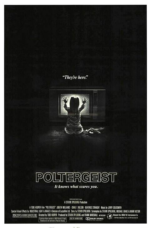 Movie poster for Spielbergs The Poltergeist. This film appears on both Bravos 100 Scariest Movie Moments (80th) and American Film Institutes 100 Years 100 Thrills (84th)