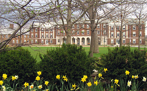 Pictured: Hoben Hall at Kalamazoo College. The photo was taken from Hicks Center.
