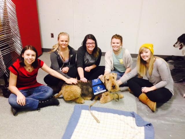 Theses are students at the Michigan State University Medical School in Grand Rapids, MI. The dog is Watson.  Photo Credit / Michele Edison