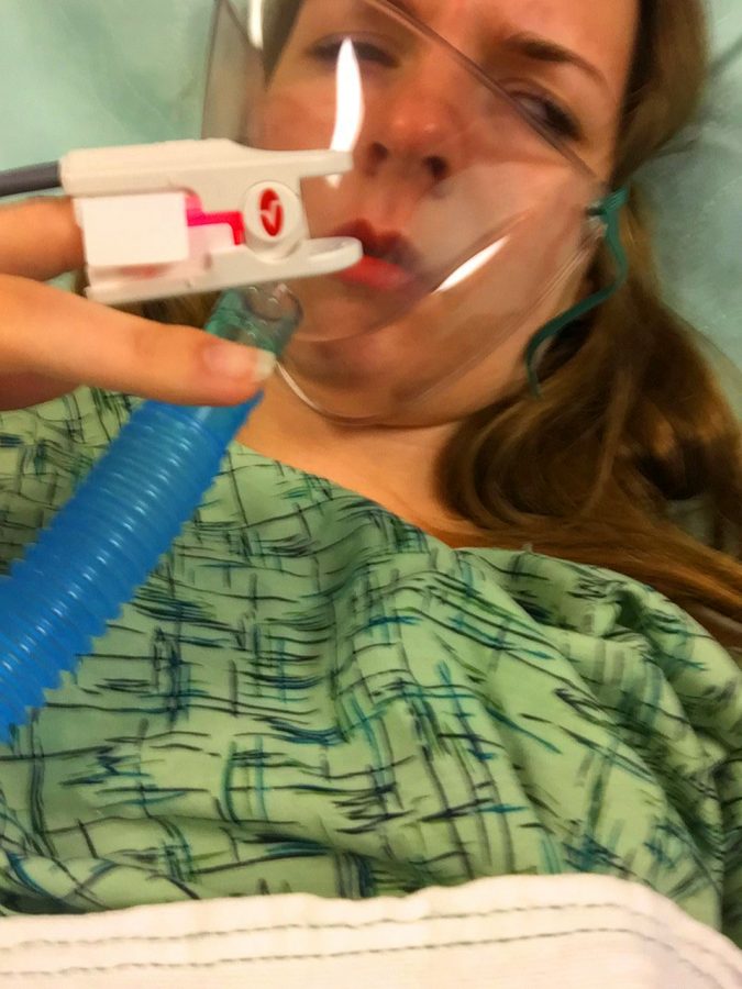 Waking up from anesthesia and I took a picture of myself. I don’t remember taking the photo but it represents how out of it I was. Photo Credit / Erika Wagoner