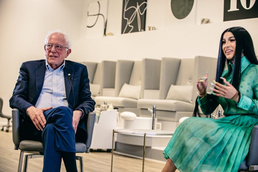 Rapper Cardi B interviews Democratic presidential nominee Bernie Sanders in the TEN Nail Bar in Detroit, Michigan. They bonded over their shared love for former U.S. president Franklin Delano Roosevelt and discussed issues plaguing our country today.