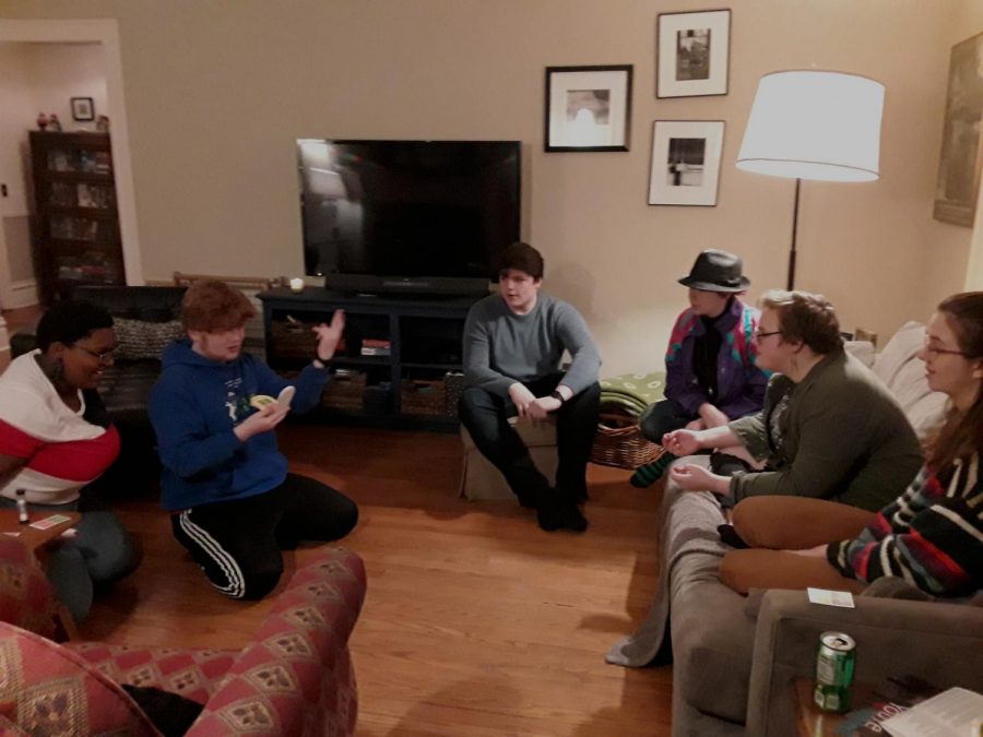 Forensic team students play a game during a team bonding session. The forensics captains often try to organize bonding events in order to create unity and friendships within the team.