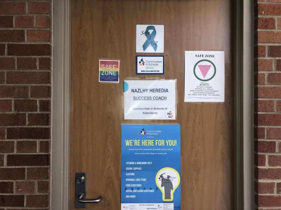Heredias room is located right next to B11. Her door is decorated with safe space and safe to tell signs, indicating that students have a home there.