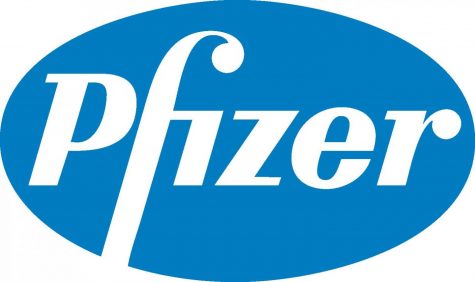 The logo of the American pharmaceutical company Pfizer. Theyre working with German company BioNTech to produce the new COVID-19 vaccine.