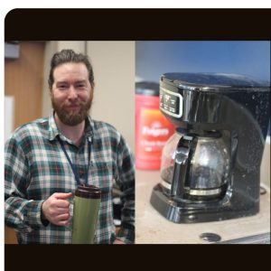 (Photo Illustration) Science teacher Daniel Houvener is a coffee lover and keeps a pot in his classroom, C10.  Houvener has the coffee available to students that want it throughout the day.  
