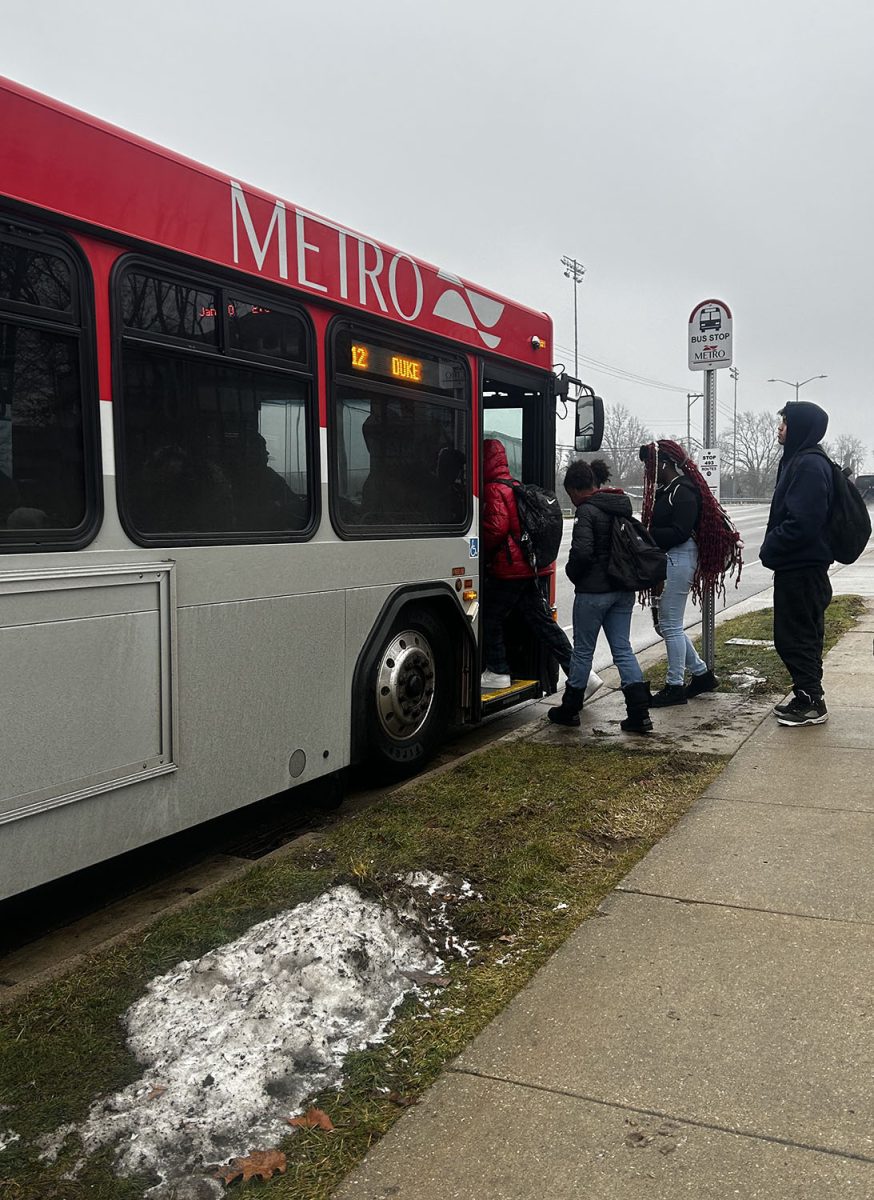 Loy Norrix students board the Metro after school. This is an alternative way for students to get to work or home after school. 