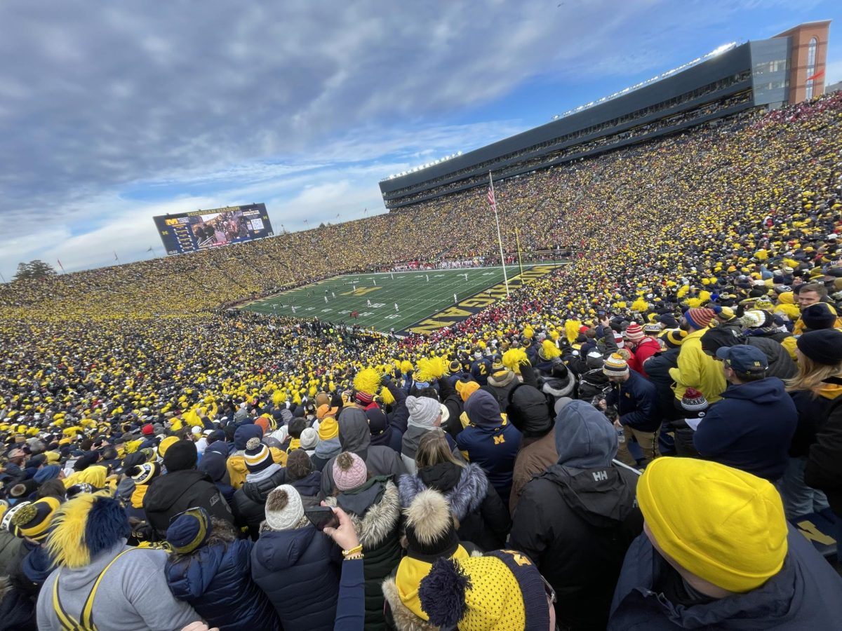 A sold out crowd of 110,000 cheers on a 30-24 win against Ohio State.