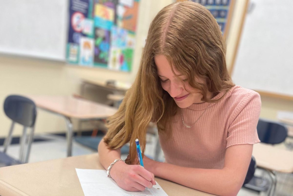 Freshman Maggie Scavarda is preparing for her final exams. She is making a to-do list to keep track all of her study guides she has to complete.